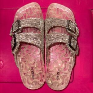 Forever 21 Glittering Clear Slide Sandals